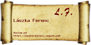 Lászka Ferenc névjegykártya