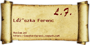 Lászka Ferenc névjegykártya